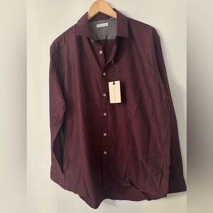 🆕 NWT Singer + Sargent Red Mahogany Button Down Shirt, Size L